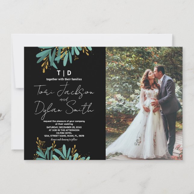 Green Tree Wedding Invitations avec photo (Devant)