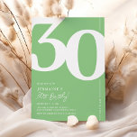 Green Trente 30e anniversaire Invitations<br><div class="desc">Invitations tendance verte 30ème anniversaire avec le numéro '30' dans une grande police serif audacieuse,  et un modèle invitation moderne facile à personnaliser.</div>