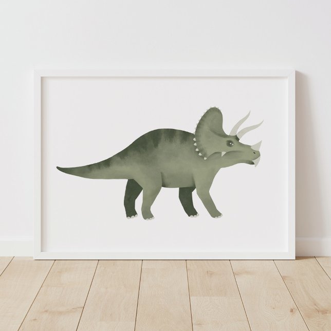 Green Triceratops Dinosaur Enfants Poster dans la  (Créateur téléchargé)