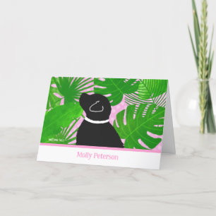 Green Tropical Island Black Dog Cartes personnalis