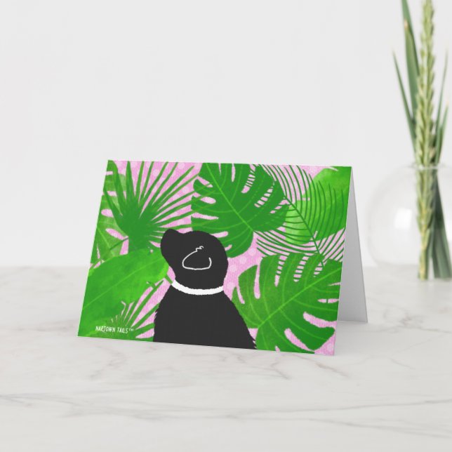 Green Tropical Island Black Dog Merci Cartes (Devant)