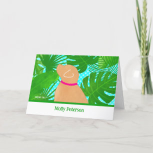 Green Tropical Island Chien jaune Cartes personnal
