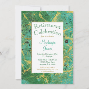 Green Turquoise Gold Invitation à la retraite Abst