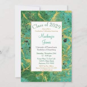Green Turquoise Gold Invitation Abstraite de gradu