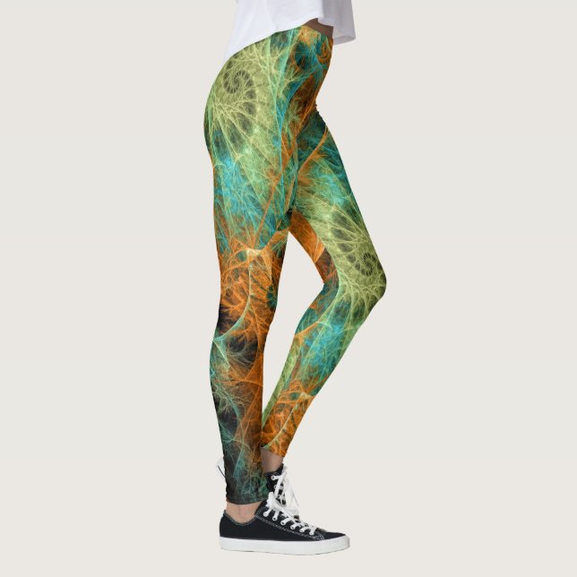 Green Turquoise Swirl Gold Leggings Psydefx (Droite)
