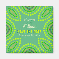 Green Turquoise Tribal Save the Date Magnet