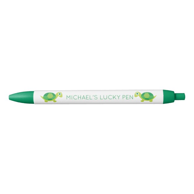 Green Turtle Good Luck Charm Stylo pour Examens et (Devant)