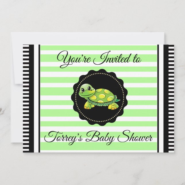 Green Turtle Theme Boy's Baby shower Invitation (Devant)