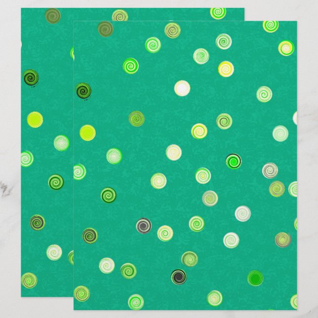 Green Twisty Polka Dot Spiral 2-Sided Scrap Paper (Devant / Derrière)