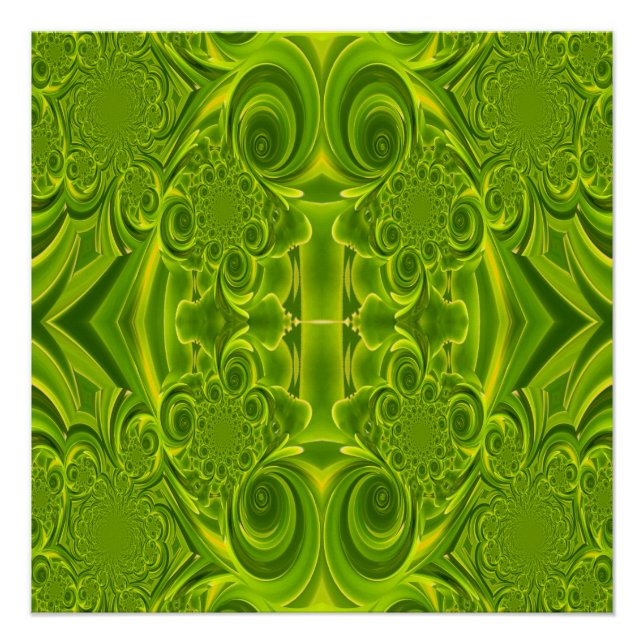Green Vibrant Swirl Poster parfait (Devant)