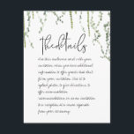 Green Vines Détails Carte de boîtier<br><div class="desc">Un faire-part de mariage minimaliste avec des vignes vertes d'aquarelle doucement peintes de lierre et de maidenhair,  qui bougent doucement du sommet,  avec un script manuscrit vif de stylo noir qui ressemble à chacun écrit soi-même ; ce qui pourrait être plus romantique.</div>