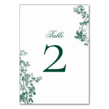 Green Vintage Floral Mariage Suite Numéro de table