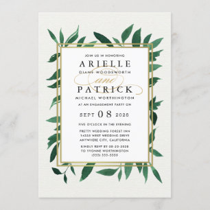 Green Watercolor Engagement Parties Invitations