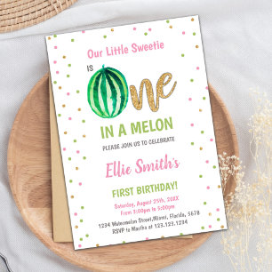 Green Watermelon Invitations d'anniversaire