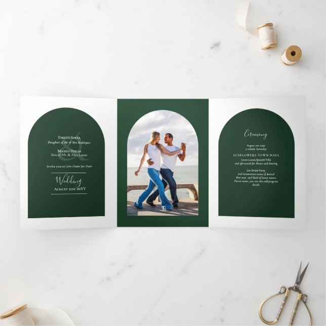 GREEN Wedding Invite Program Menu RSVP Photo (Intérieur)