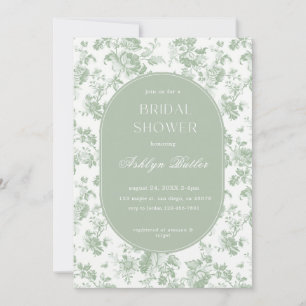 Green White Chinoiserie Bridal Shower Invitation
