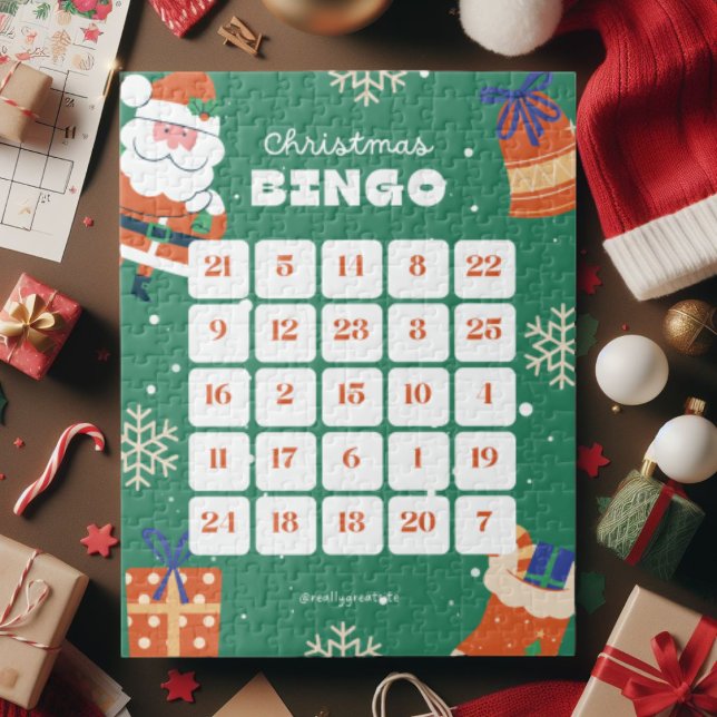 Green White Christmas Bingo Jigsaw Puzzle (Créateur téléchargé)