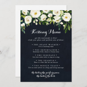 Green White Floral Mariage Kissing Menu Carte de j