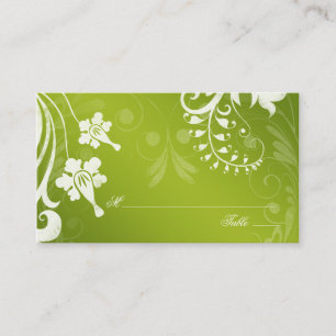 Green White Floral Mariage Place ou Escort Cartes