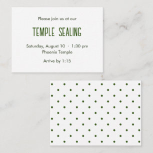 Green & White Polka Dot Temple Sealing Invitation