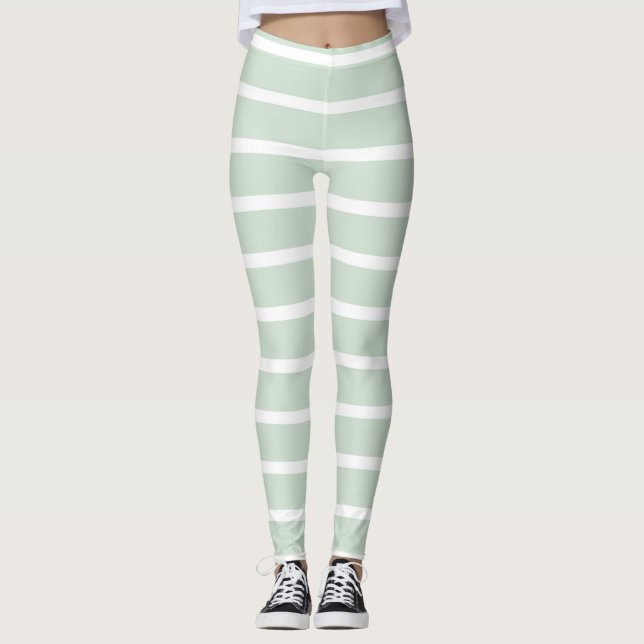Green & White Striped Leggings  (Devant)