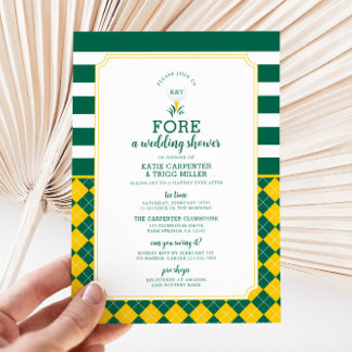 Green Yellow Golf Couples Douche Invitation