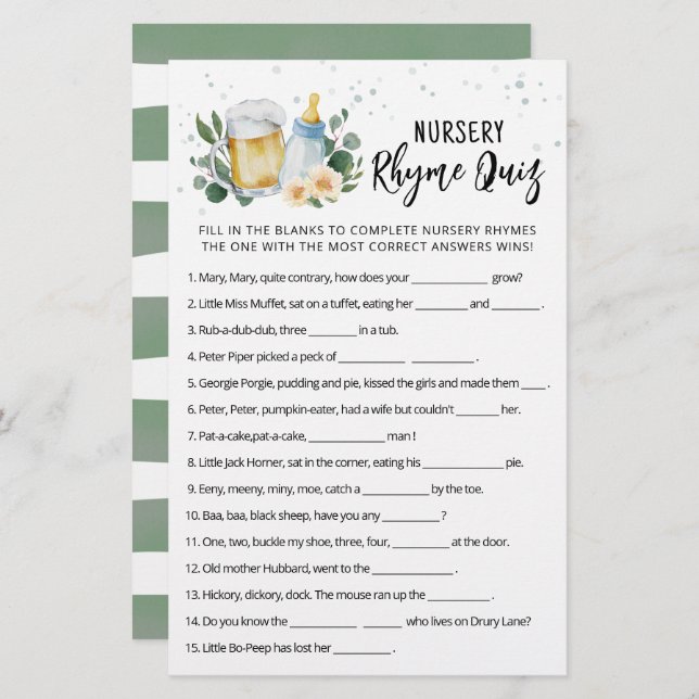 Greenery Baby est en train de brasser Jeu Nursery  (Devant / Derrière)