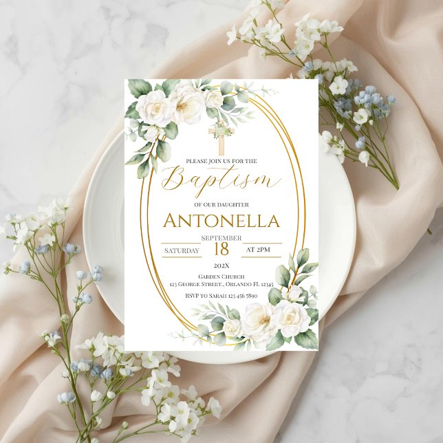 Greenery Baptism Invitation (Créateur téléchargé)