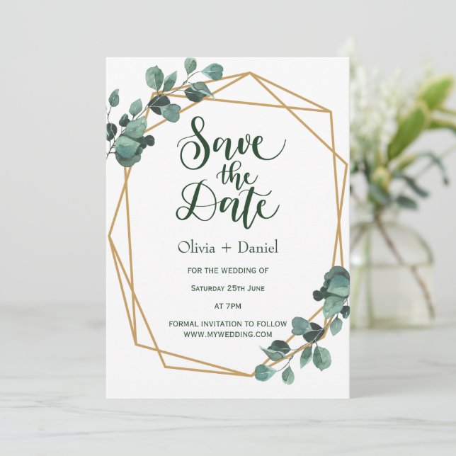 Greenery Elopement Save The Date Invitation (Debout devant)