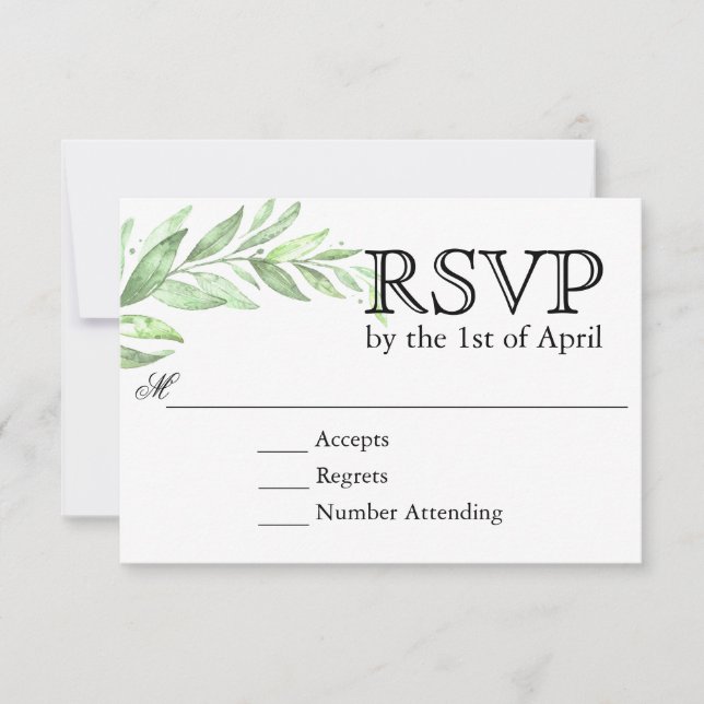 Greenery Laurel Wreath Wedding RSVP (Devant)