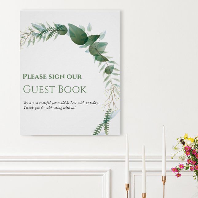 Greenery Wedding Guest Book Poster (Créateur téléchargé)
