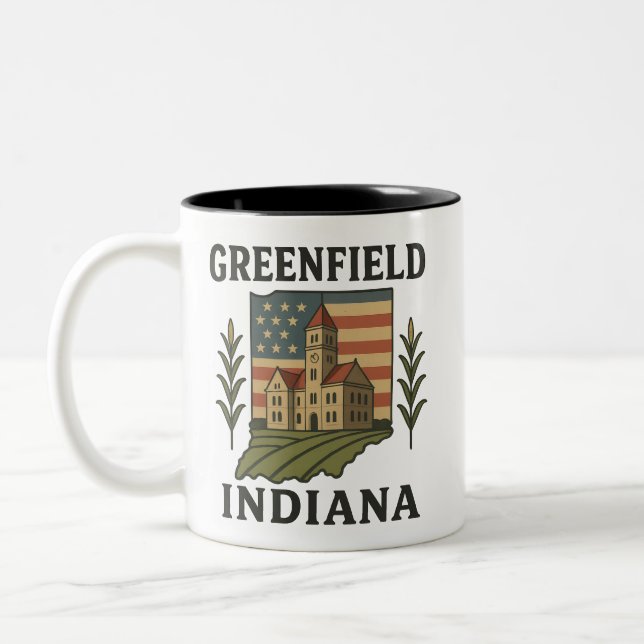 Greenfield Indiana Courthouse Patriotic Mug (Gauche)