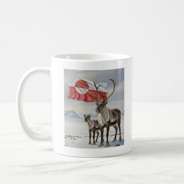 GREENLAND flag and arctic reindeer Coffee Mug (Gauche)