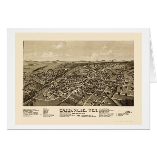 Greenville, carte panoramique de TX - 1886 (Devant horizontal)