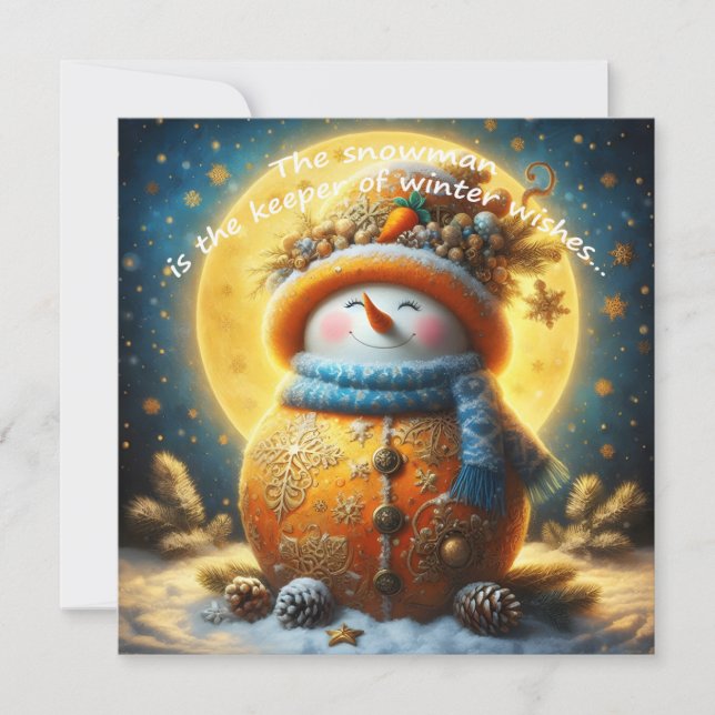 Greeting card with a cute snowman (Devant)