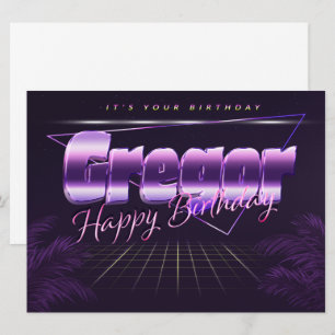 Gregor prénom carte rétro lila pour un anniversair