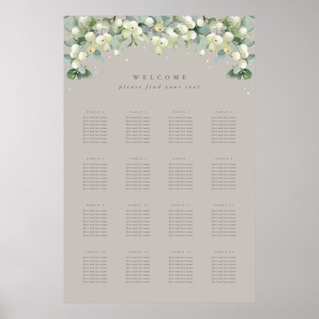 Greige 24x36" 16 Tableaux de 8 places Poster du ta (Devant)