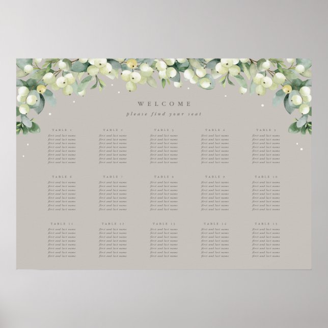 Greige 28x20" 15 Tableaux de 8 places Poster du ta (Devant)