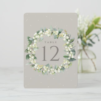 Greige Snowberry+Eucalyptus Mariage Numéro de tabl