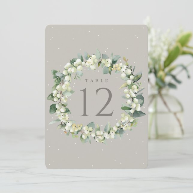 Greige Snowberry+Eucalyptus Mariage Numéro de tabl (Debout devant)