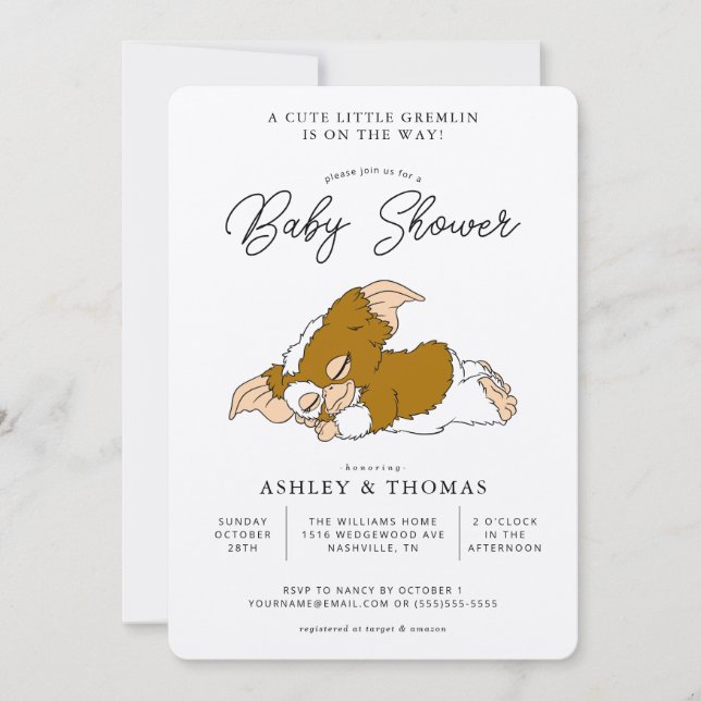 Gremlins | Invitation Baby shower Gizmo (Devant)