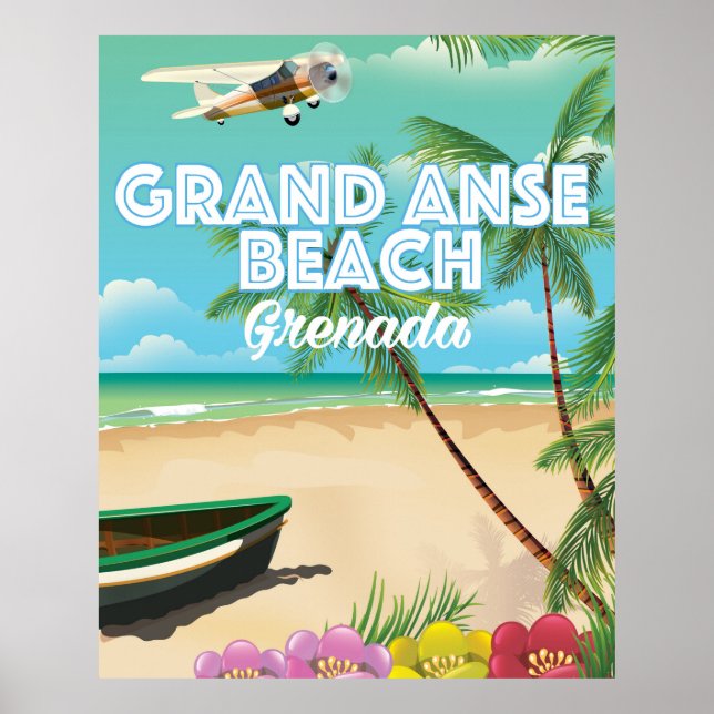 Grenada Grand Anse Beach Affiche de voyage (Devant)