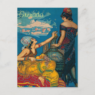 Grenade, Espagne, deux filles, carte postale voyag