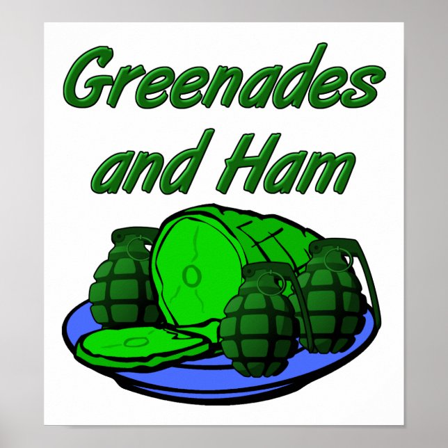 Grenades et jambon affiche drôle (Devant)