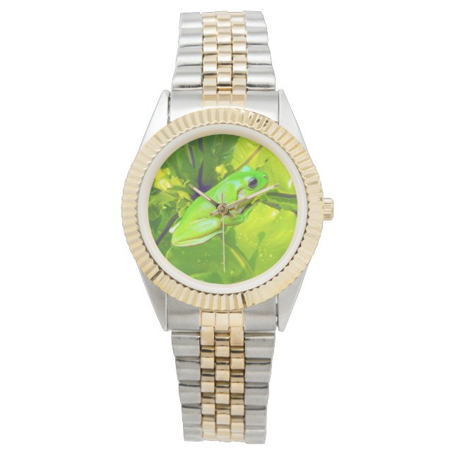 Grenouille à arbre vert, montre à poignet Unisex (devant)
