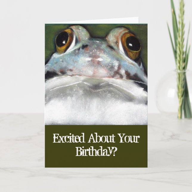 Grenouille amusante, Carte d'anniversaire : Art or (Devant)