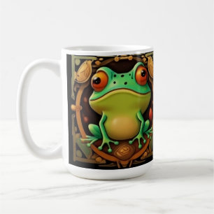 Grenouille Art déco, tasse de café encadrée V2,