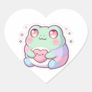 Grenouille autocollant yeux coeur Kaw Mignon Minim