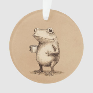 Grenouille avec Café – Animal Fantaisiste Vintage