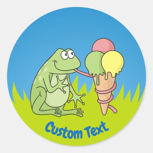 Grenouille avec Sticker rond classique Icecream (Devant)